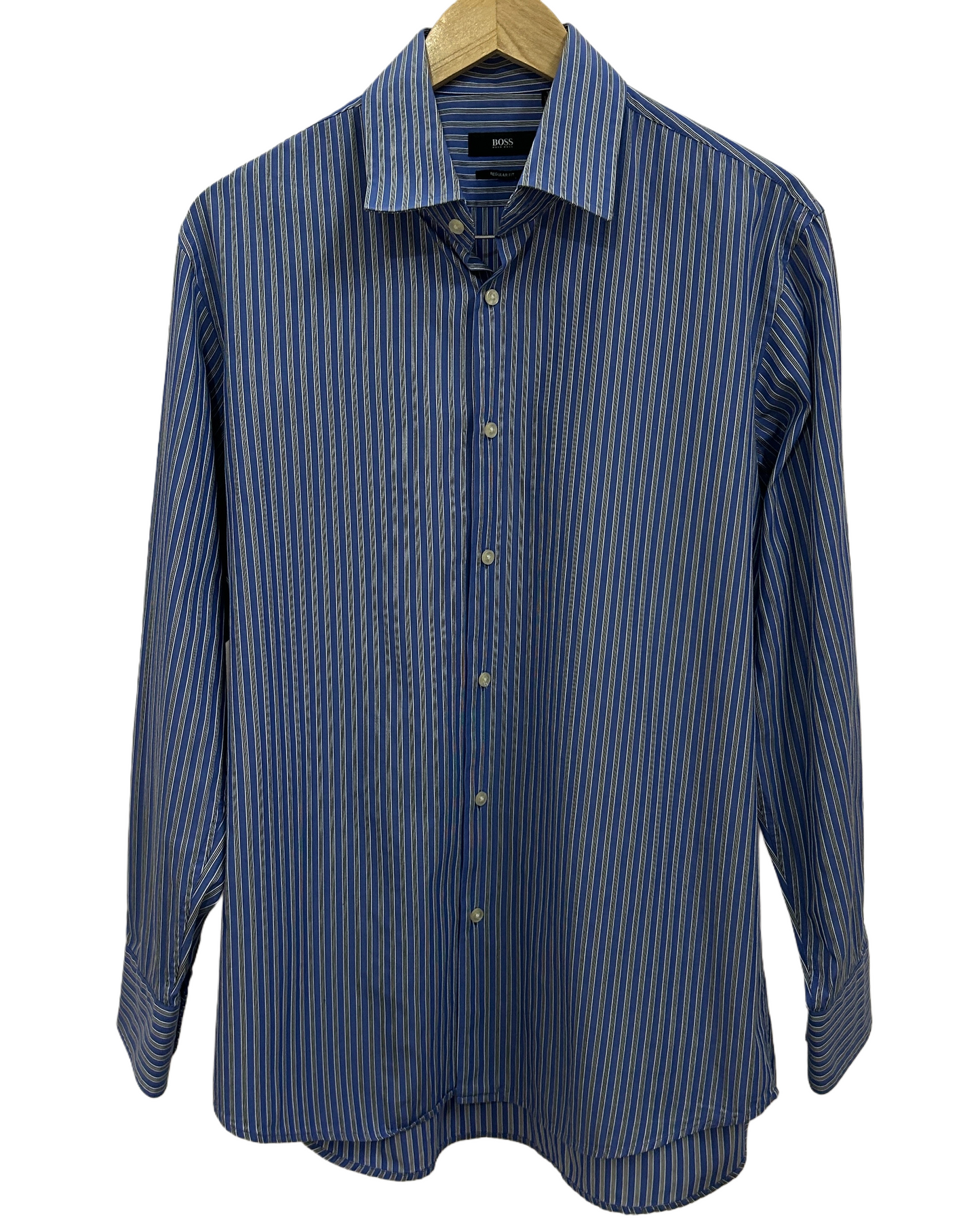 Hugo Boss Blue and Grey Stripes Shirt