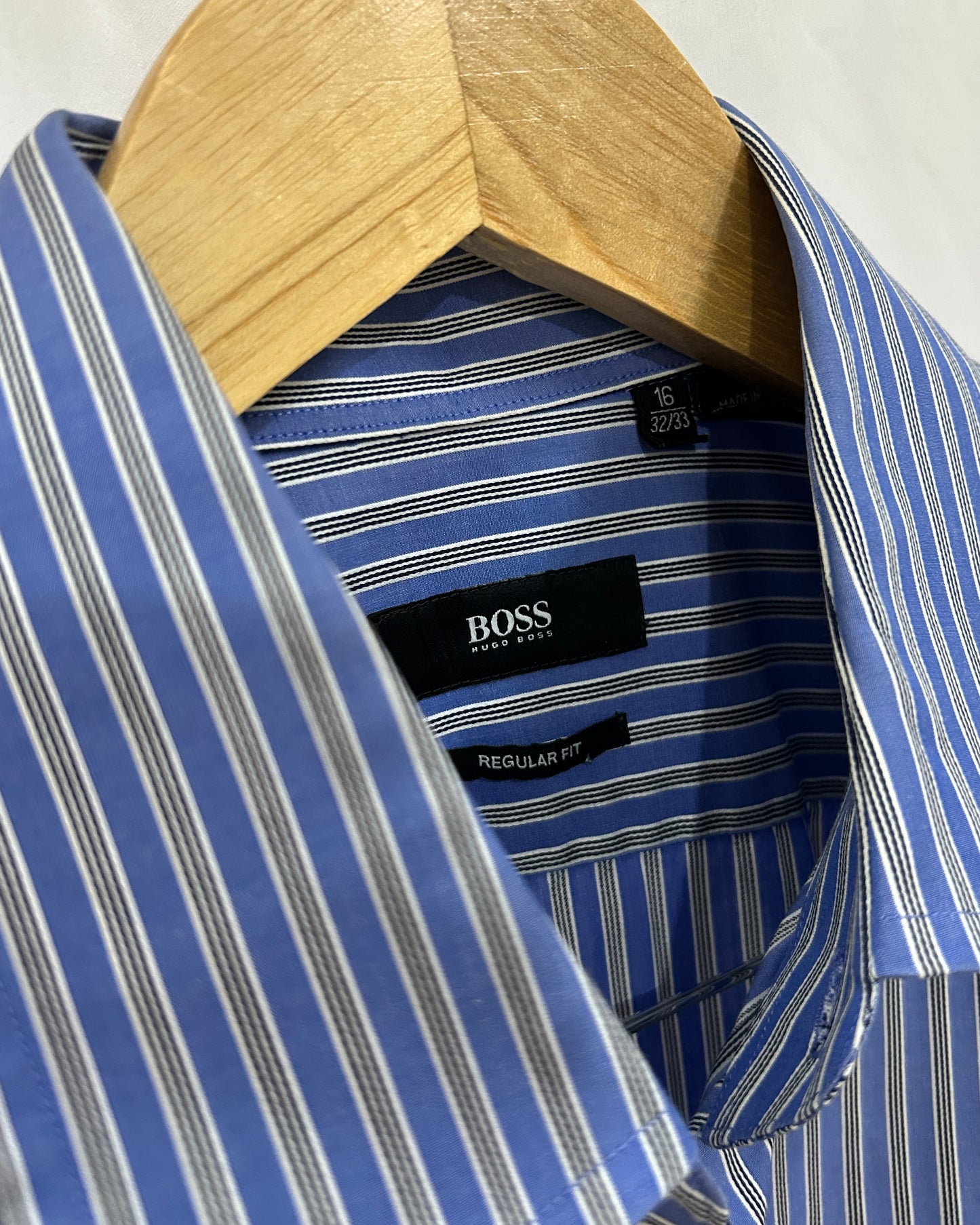 Hugo Boss Blue and Grey Stripes Shirt