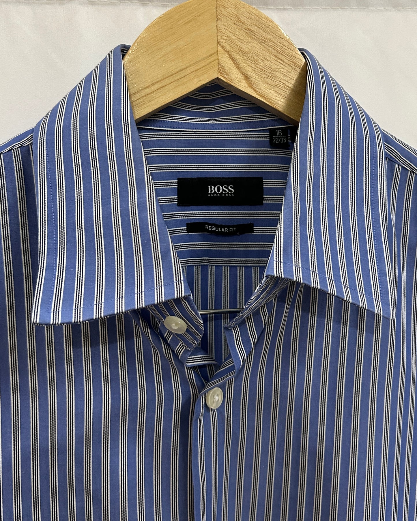 Hugo Boss Blue and Grey Stripes Shirt